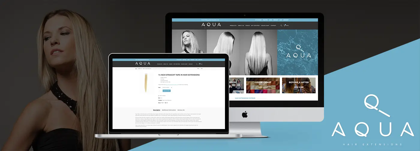 Aqua Hair Extensions Portfolio Header